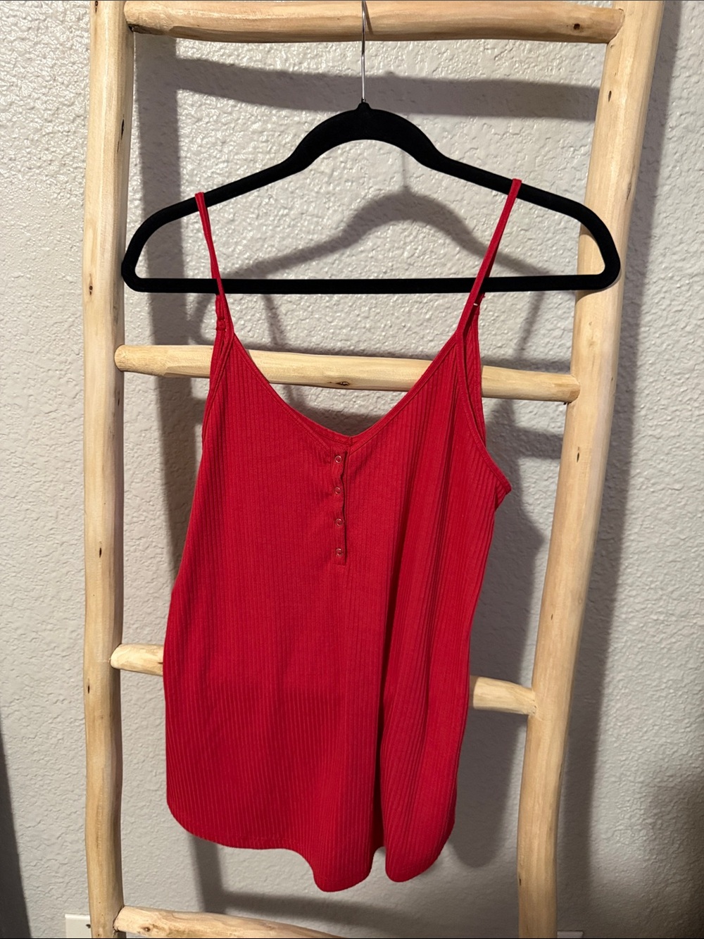 Zenana Outfitters Red Ribbed Button-Front Camisole